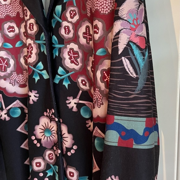 Tendency Ladies XL long coat with lining, black floral - Picture 2 of 12